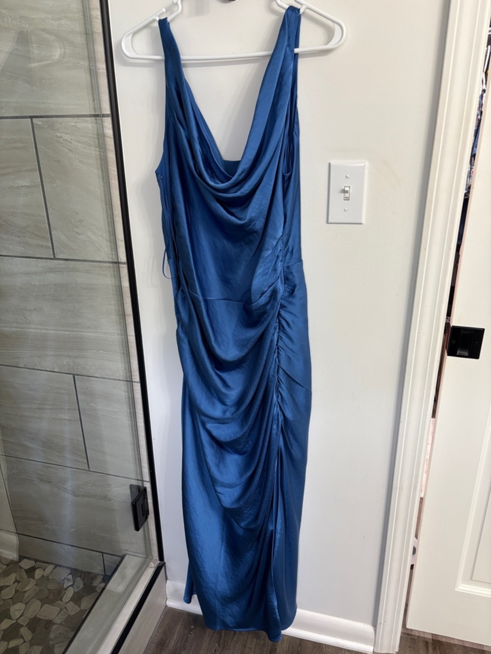 Abercrombie & Fitch Sapphire Blue Satin Cowl-Neck Maxi Dress